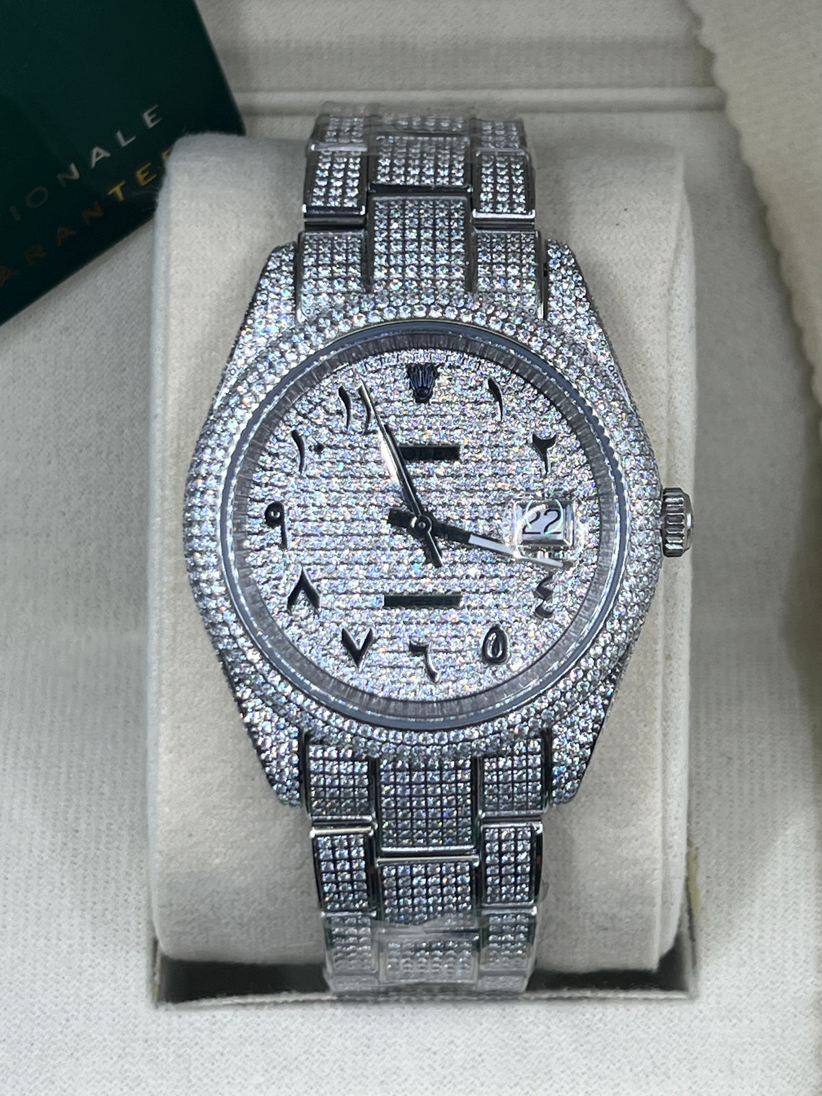 ROLEX DATE JUST - ICED OUT ARABIC - SUPER CLONE CLEAN FACTORY - FULLSET