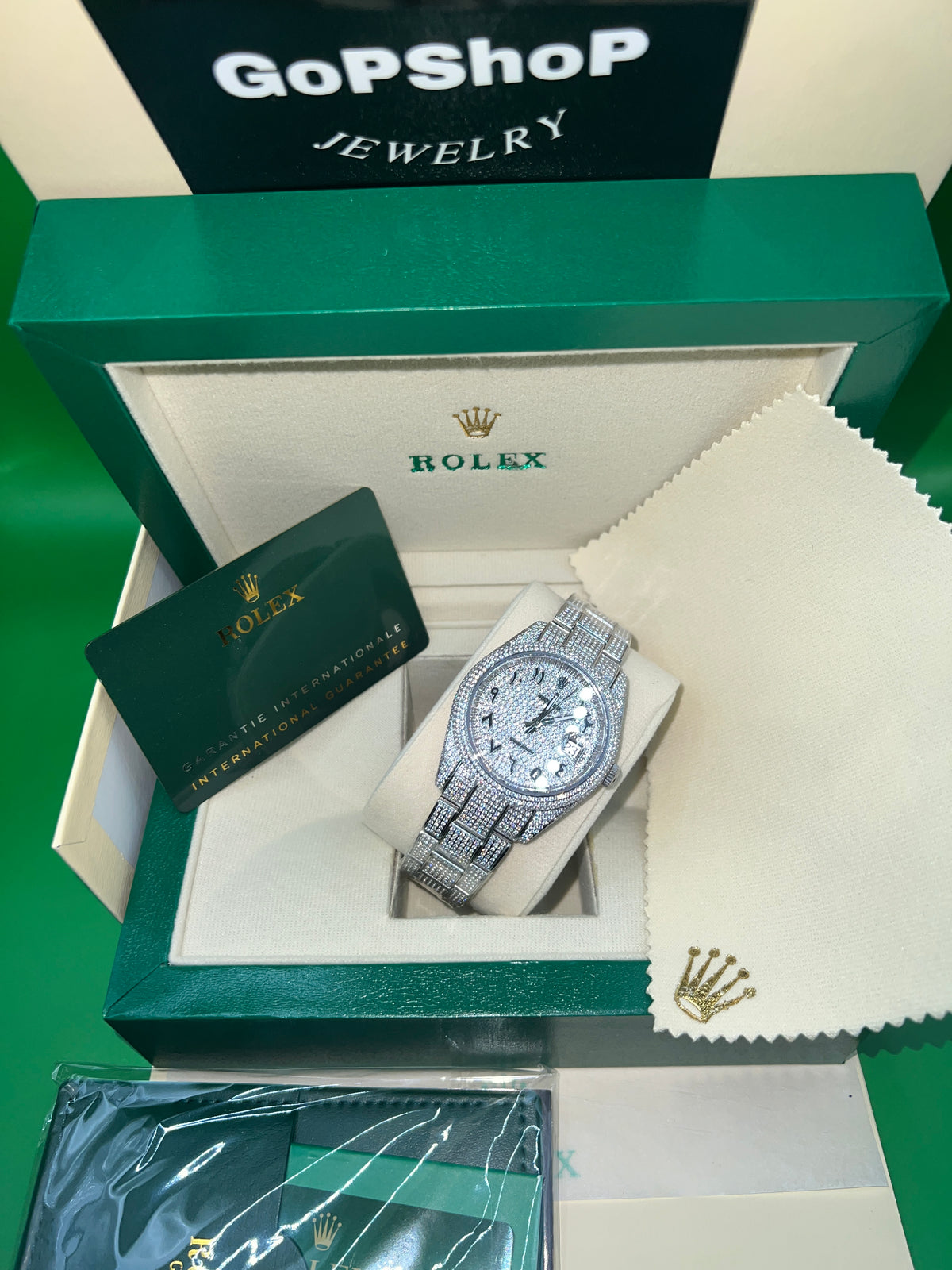 ROLEX DATE JUST - ICED OUT ARABIC - SUPER CLONE CLEAN FACTORY - FULLSET
