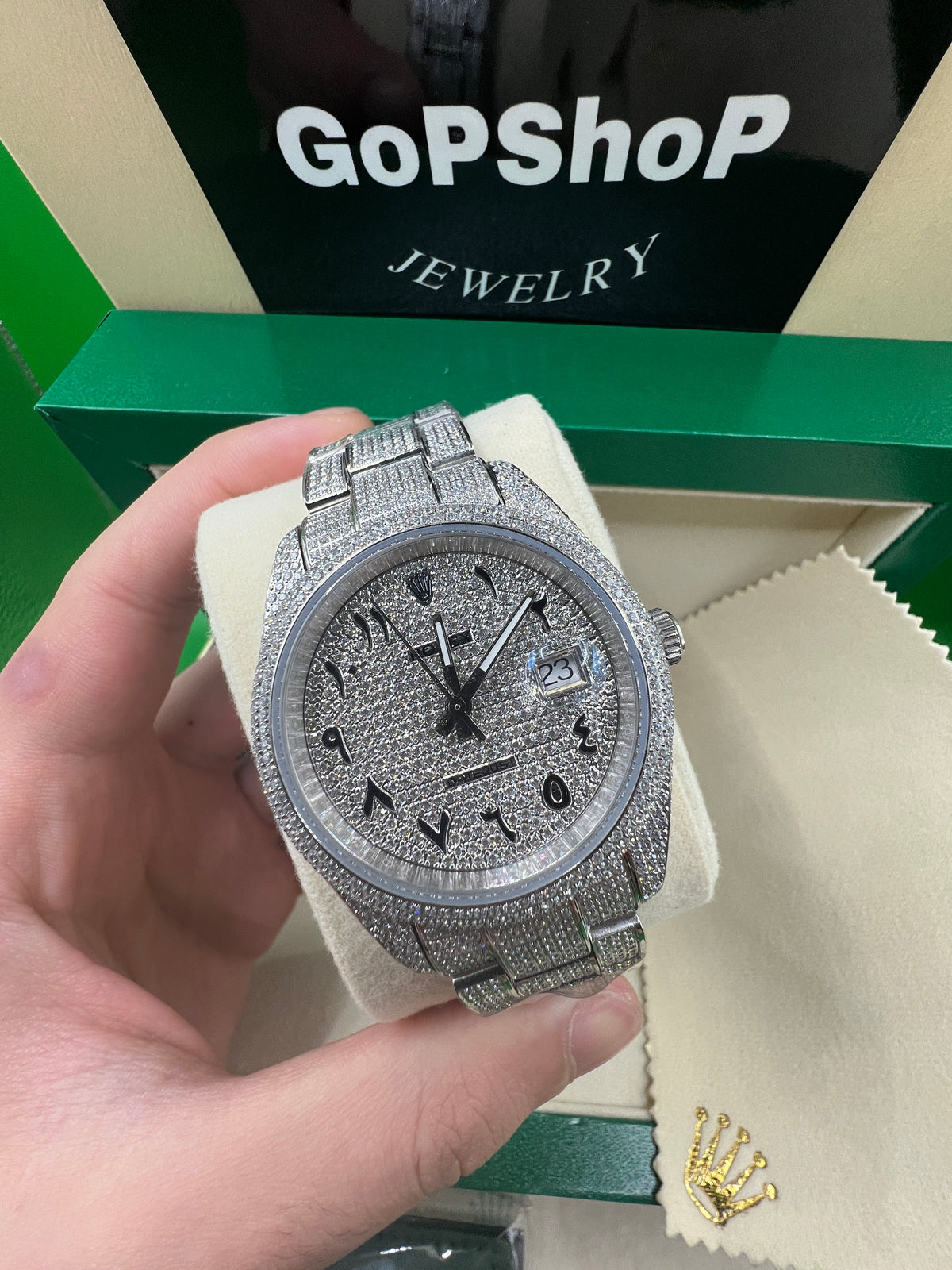 ROLEX DATE JUST - ICED OUT ARABIC - SUPER CLONE CLEAN FACTORY - FULLSET