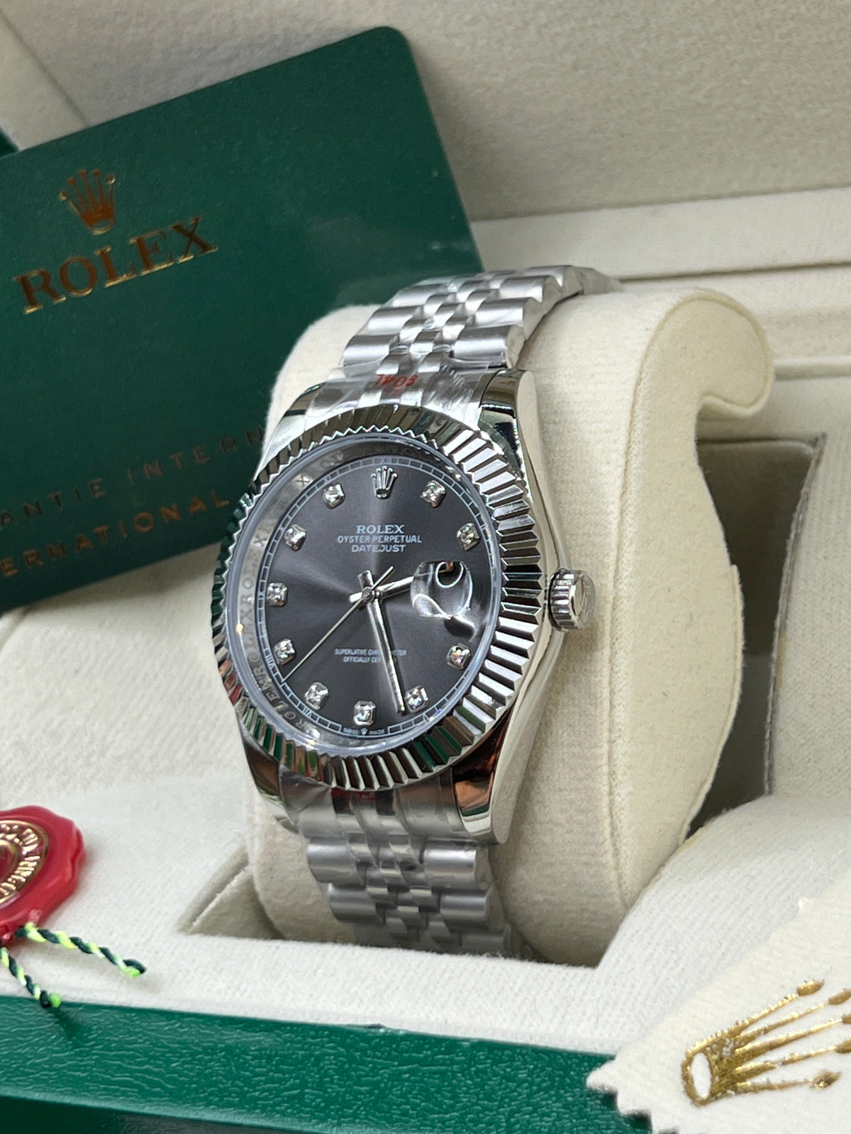 ROLEX DATE JUST DARK GREY JUBILEE #DT11