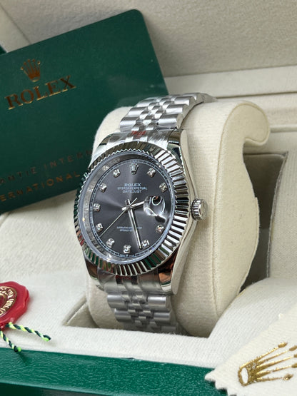 ROLEX DATE JUST DARK GREY JUBILEE #DT11