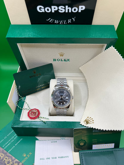 ROLEX DATE JUST DARK GREY JUBILEE #DT11