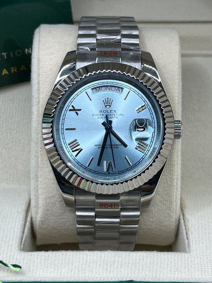 ROLEX DAY-DATE ROMAN PLATINUM SKYBLUE