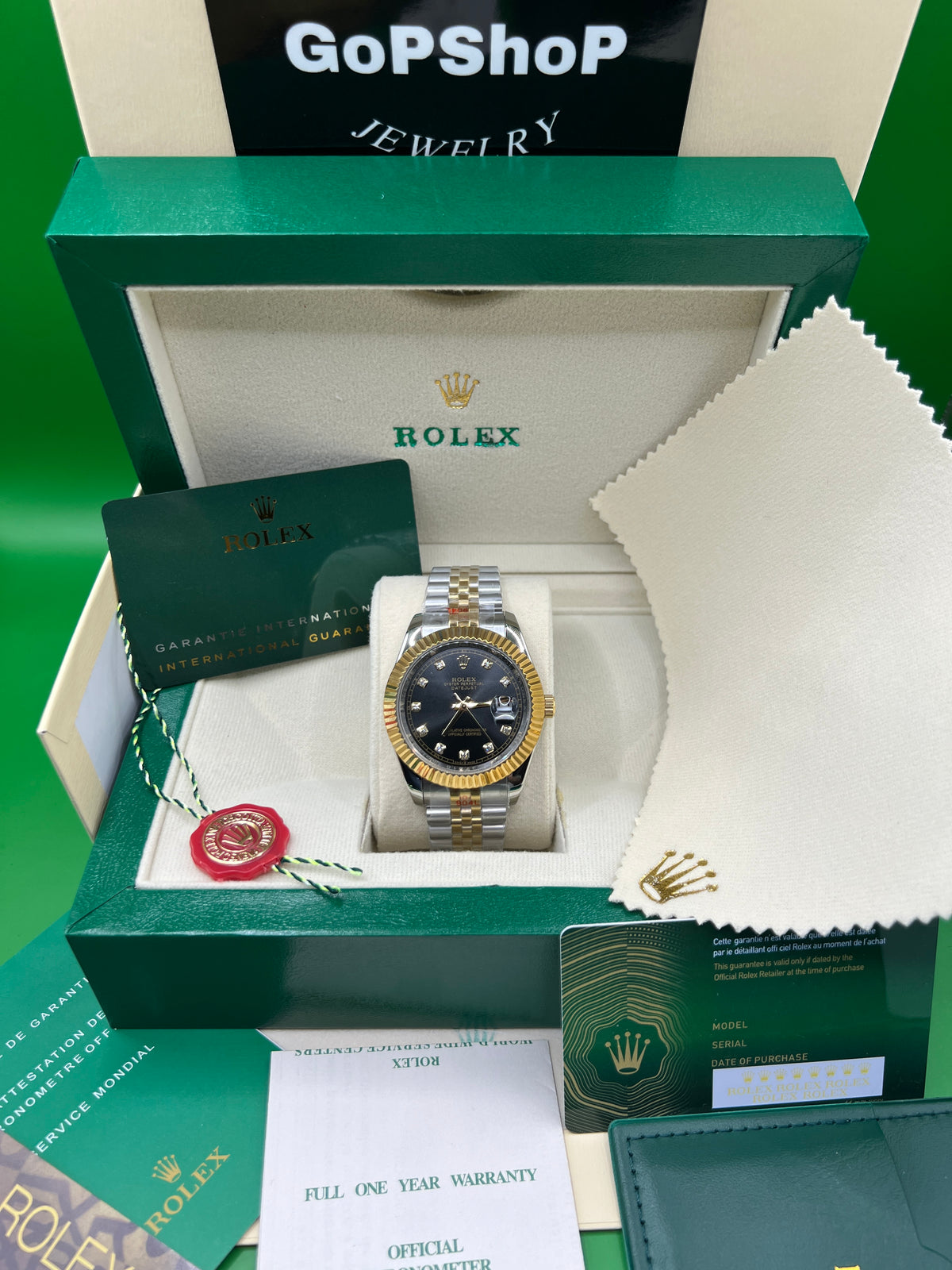 ROLEX DATE JUST BLACK TWO-TONE JUBILEE #DT17