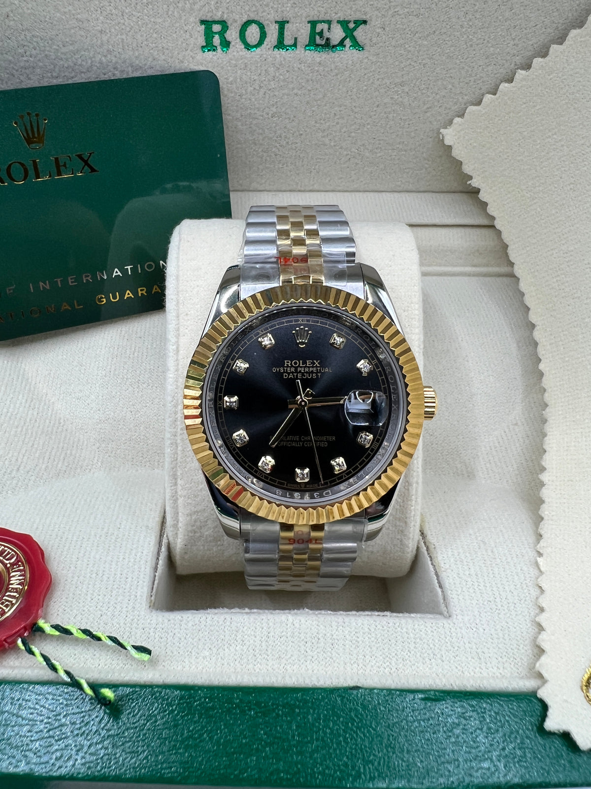 ROLEX DATE JUST BLACK TWO-TONE JUBILEE #DT17
