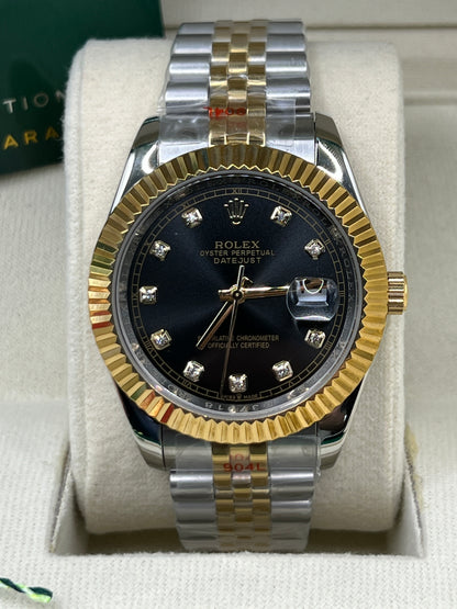 ROLEX DATE JUST BLACK TWO-TONE JUBILEE #DT17