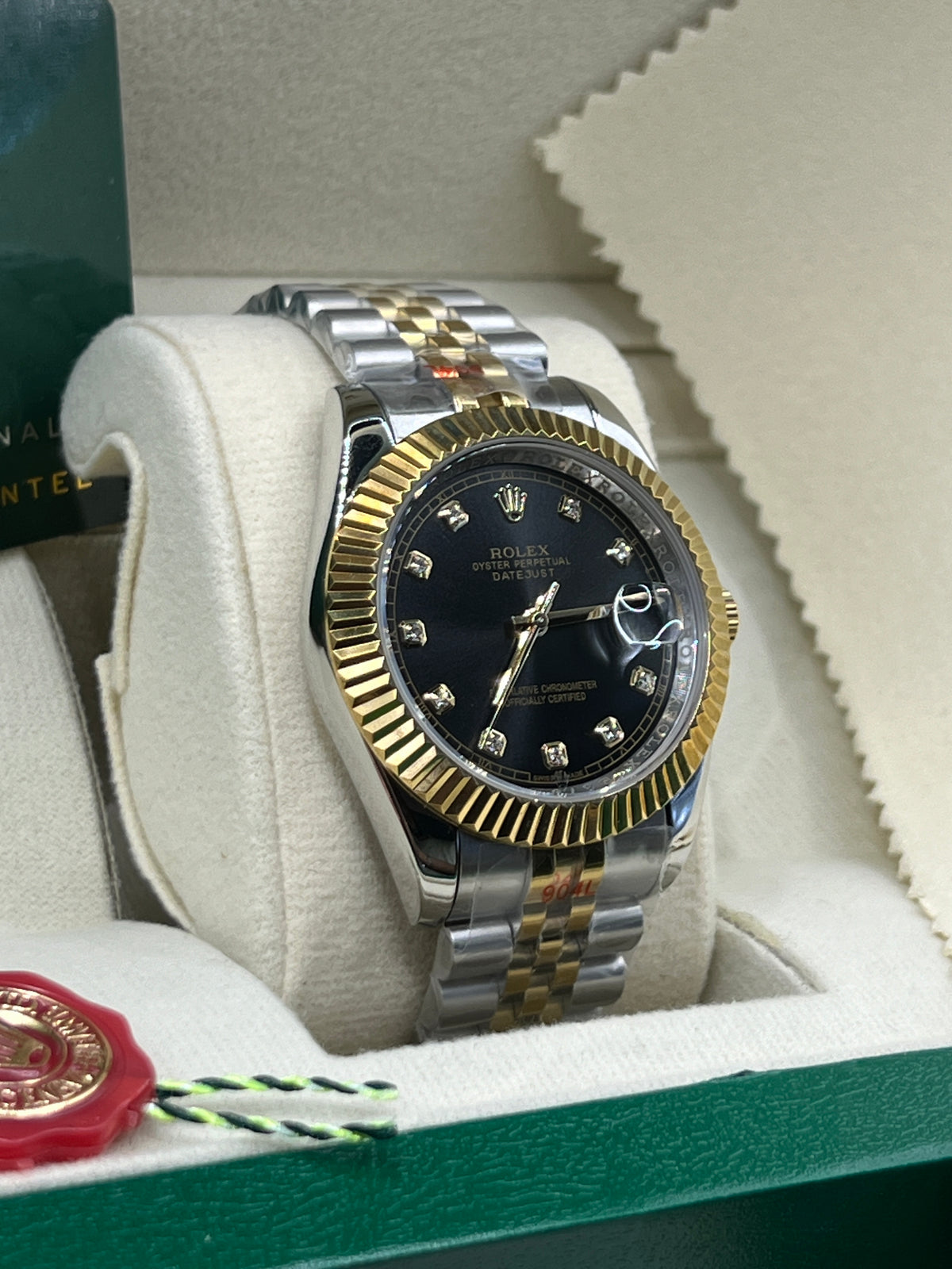 ROLEX DATE JUST BLACK TWO-TONE JUBILEE #DT17