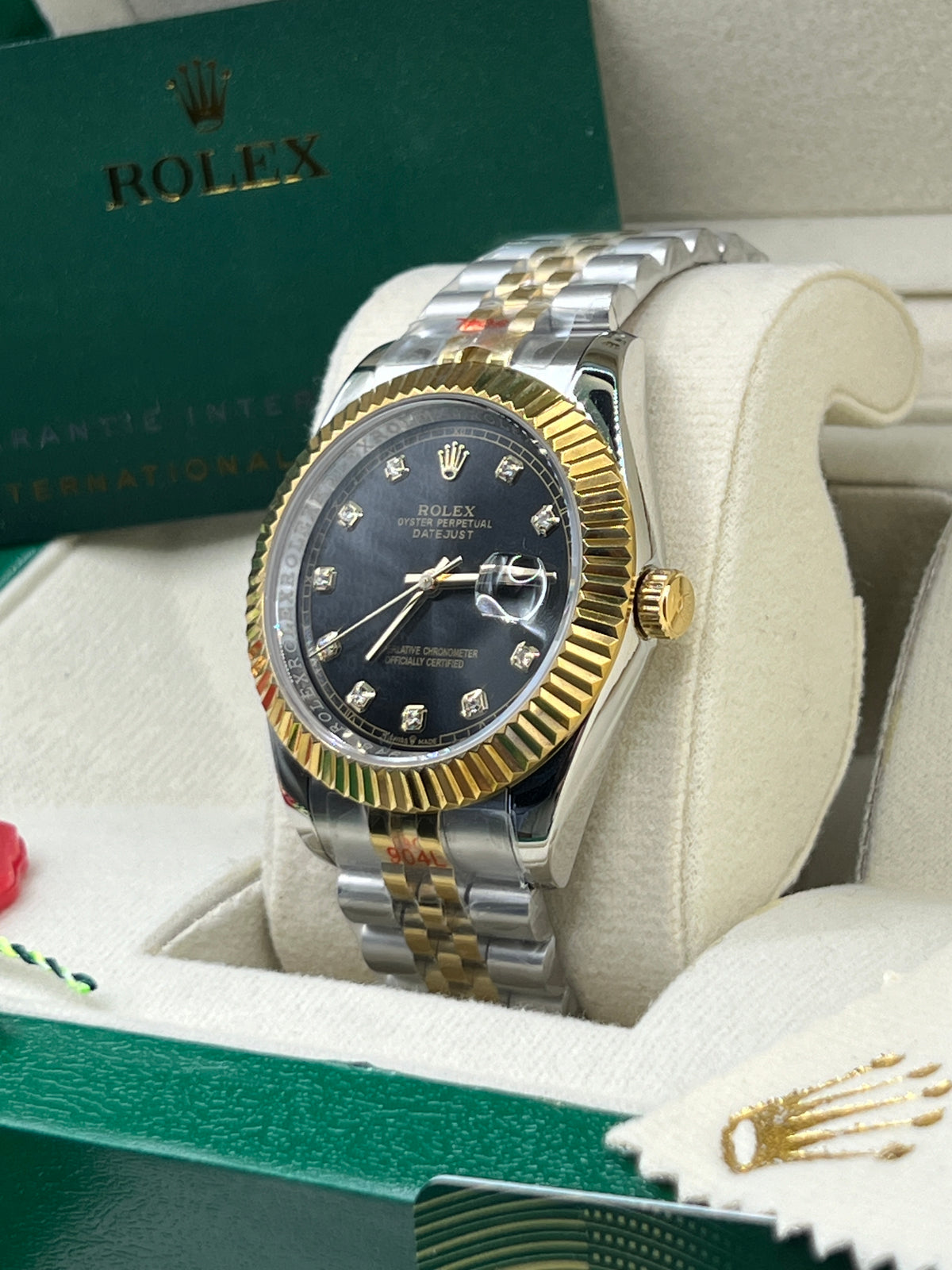 ROLEX DATE JUST BLACK TWO-TONE JUBILEE #DT17