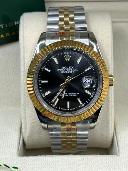 ROLEX DATEJUST BLACK BICOLOR JUBILEE #DT16