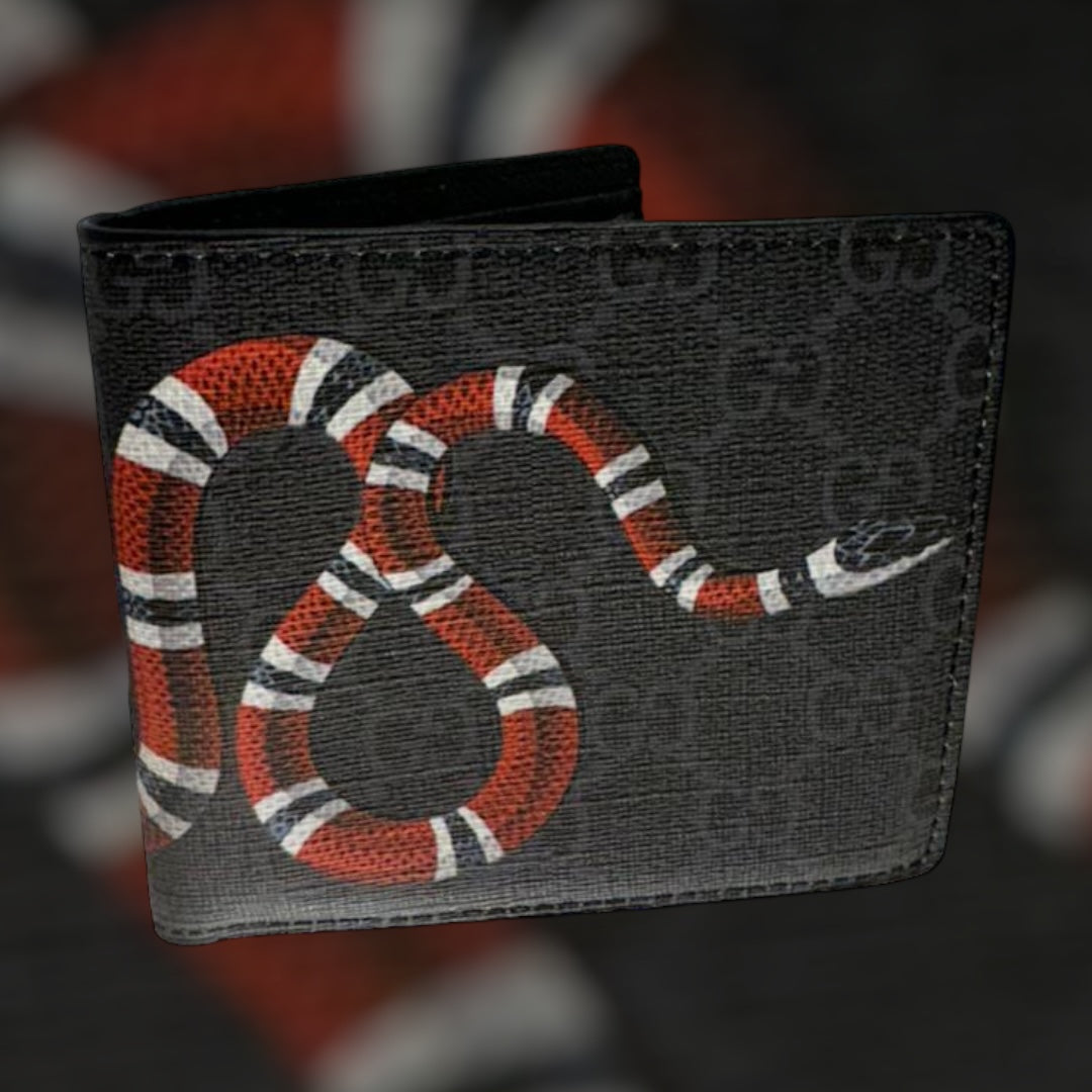 GUCCI WALLET / POCKET, SNAKE PATTERN, DARK GREY, PU LEATHER
