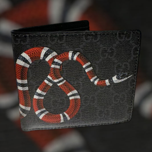 GUCCI PORTMONEE / GELDBÖRSE , SCHLANGENMUSTER, DARKGREY, PU-LEDER