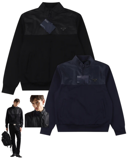 PRADA RE-NYLON ZIP JACKET - SCHWARZ/BLAU – MODEL 1 (S–XL) – mit Tags – 1:1 HIGH END