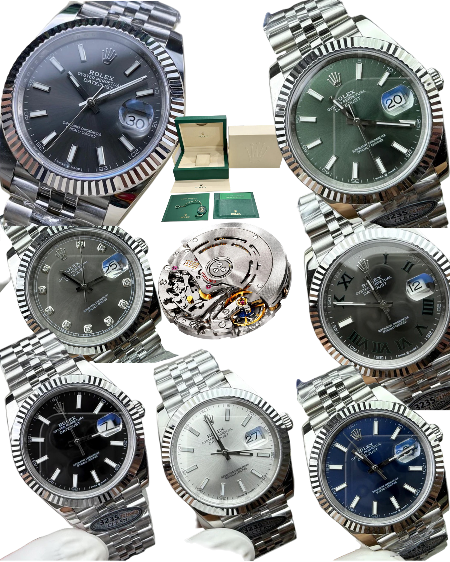 Rolex Datejust 41 mm, cadran gris, lunette plate - SUPER CLONE - MOUVEMENT SUISSE - Bracelet Jubilee
