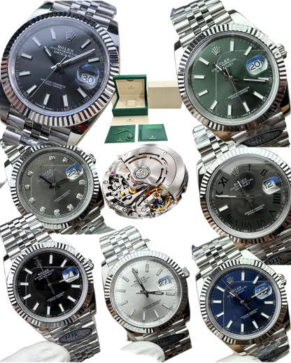 Rolex Datejust 41 mm, cadran gris, lunette plate - SUPER CLONE - MOUVEMENT SUISSE - Bracelet Jubilee