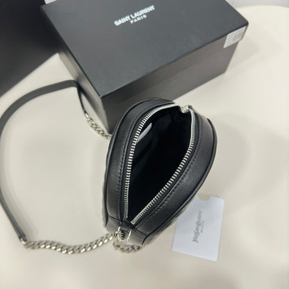 SAINT LAURENT Grain De Poudre Matelasse Chevron Quilted Round Vinyle Camera Bag - 1:1 HIGH END
