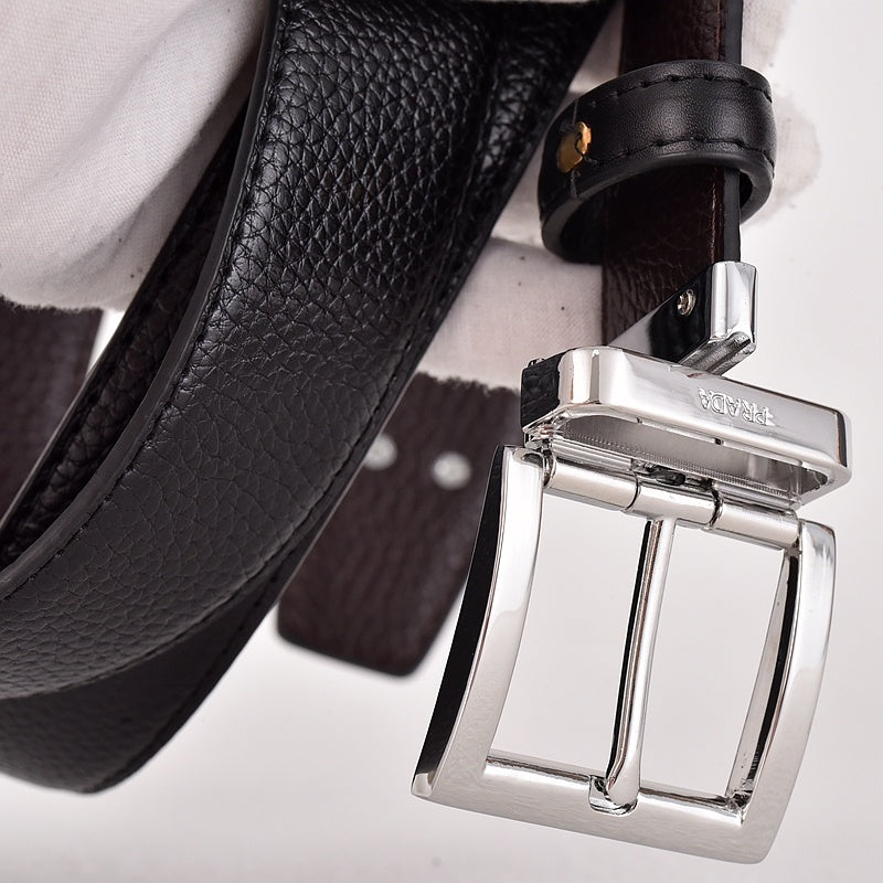 PRADA BUSINESS RETRO PIN BUCKLE LEATHER BELT COLLECTION – FULL SET – 1:1 HIGH END