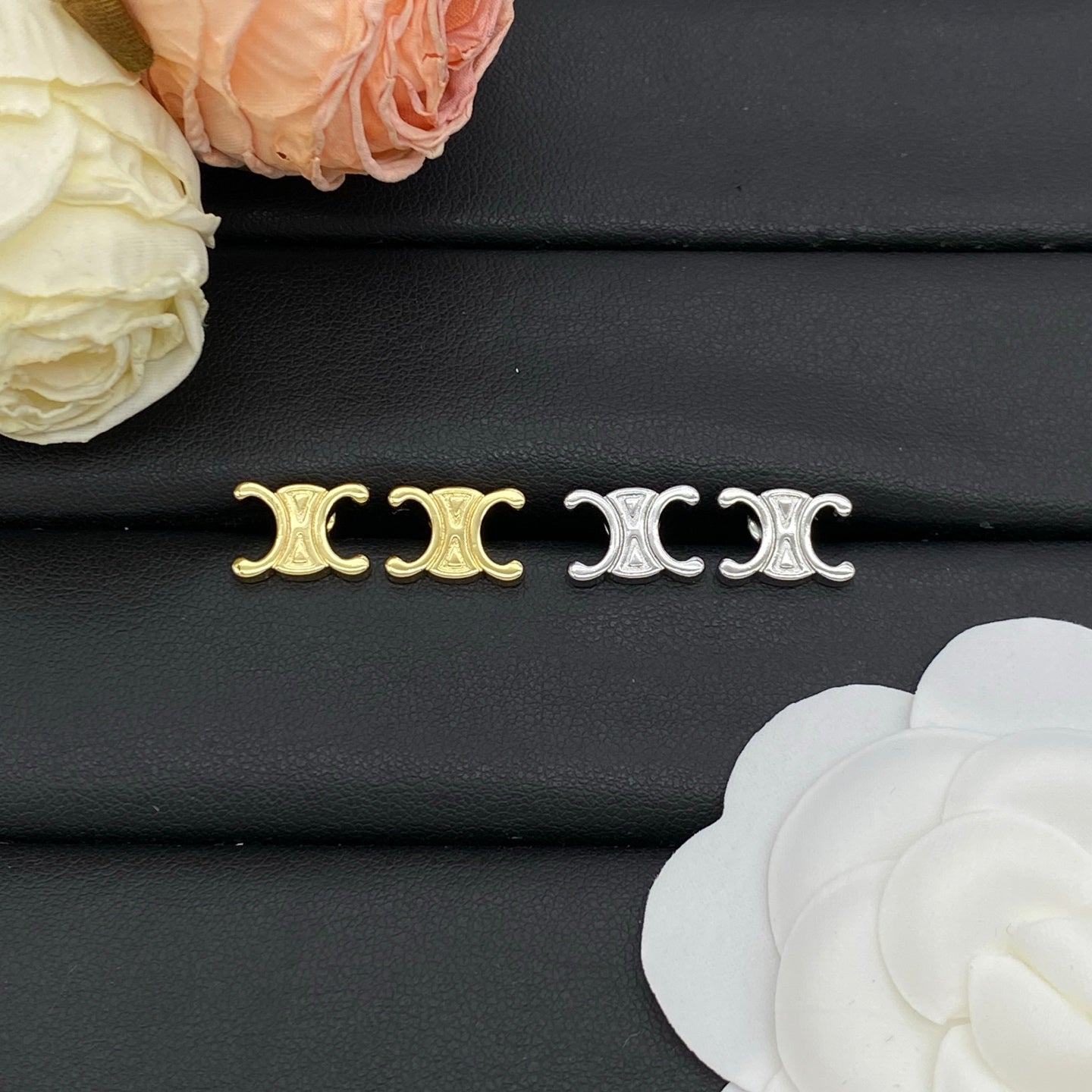 CELINE TRIOMPHE STUD EARRINGS – FULL SET – 1:1 HIGH END