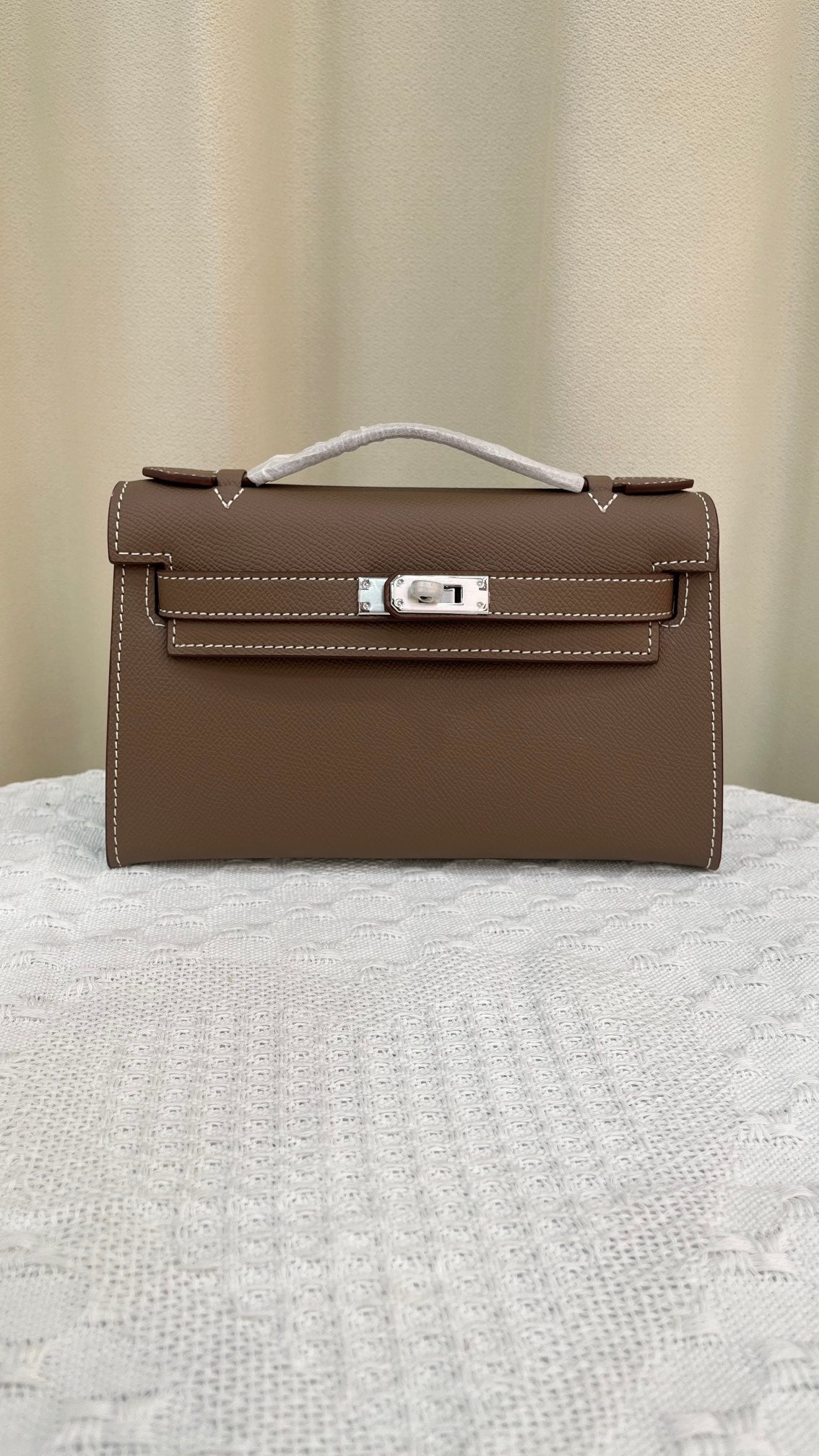 HERMÈS KELLY POCHETTE ARDOISE SWIFT SILVER HARDWARE 22CM  - 1:1 HIGH END
