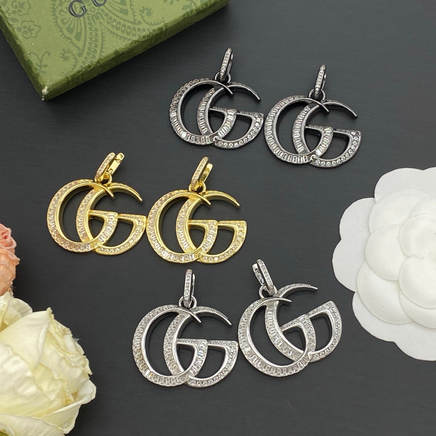 GUCCI GG MARMONT CRYSTAL EARRINGS – Full Set - 1:1 HIGH END