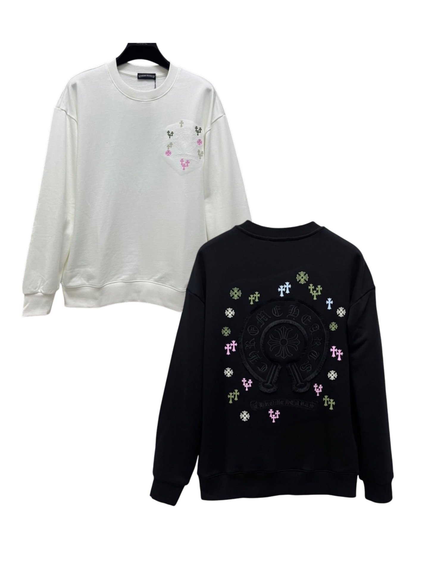 CHROME HEARTS CH 2026FW MULTI-COLOR CEMETERY CROSS POCKET CREWNECK SWEATSHIRT – 1:1 HIGH END