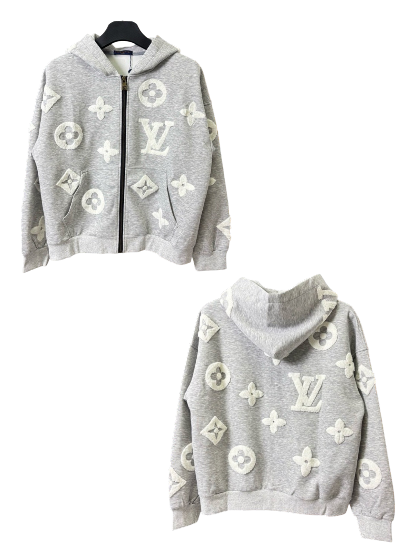 LOUIS VUITTON LV 2026FW ALL-OVER MONOGRAM BOUCLÉ ZIP-UP HOODIE – 1:1 HIGH END