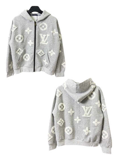 LOUIS VUITTON LV 2026FW ALL-OVER MONOGRAM BOUCLÉ ZIP-UP HOODIE – 1:1 HIGH END