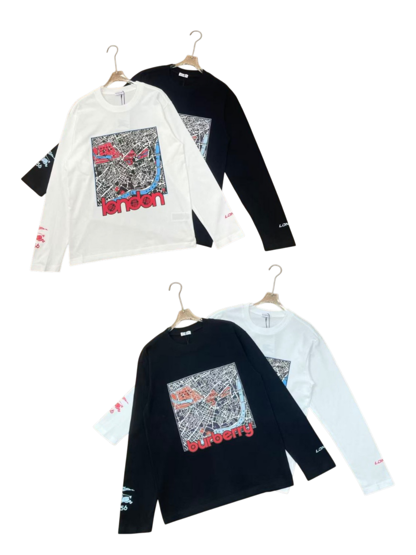 BURBERRY LONDON MAP GRAPHIC PRINT LONG SLEEVE T-SHIRT– 1:1 HIGH END