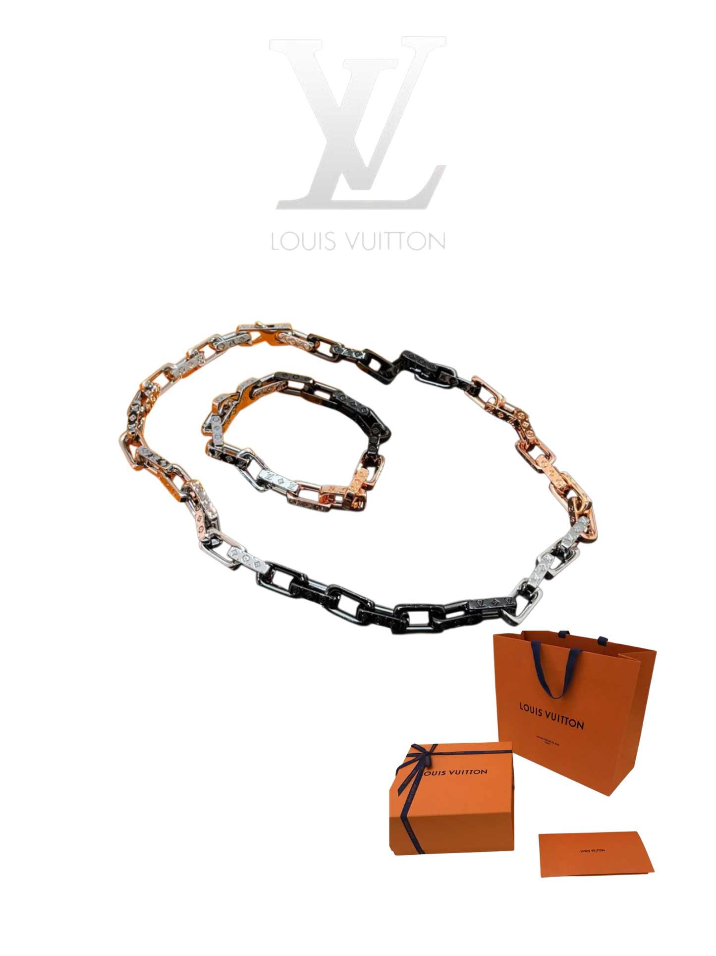 LOUIS VUITTON MONOGRAM CHAIN BRACELET/NECKLACE  – Full Set  - 1:1 HIGH END