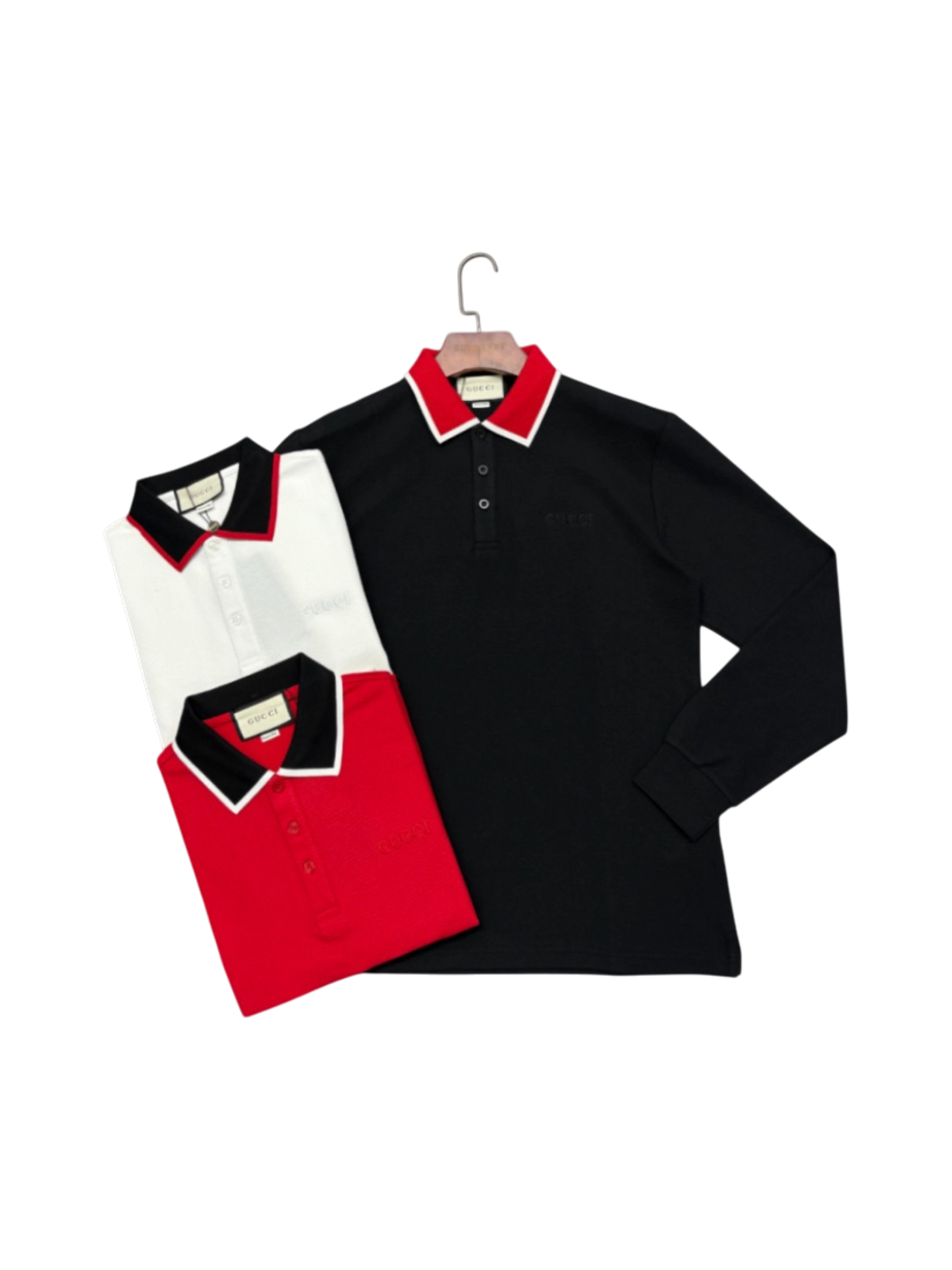 GUCCI RETRO CONTRAST COLLAR LONG SLEEVE PIQUÉ POLO SHIRT– 1:1 HIGH END