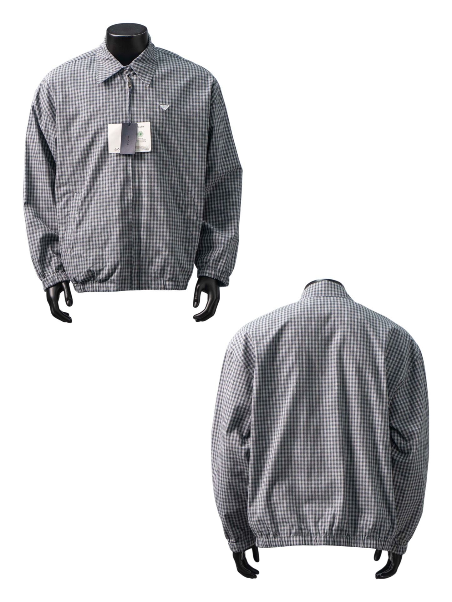 PRADA TRIANGLE LOGO CHECK REVERSIBLE COLLAR JACKET – 1:1 HIGH END