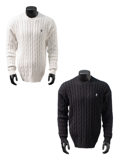 PRADA CABLE KNIT LOGO CREW NECK SWEATER– 1:1 HIGH END