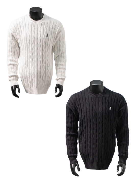PRADA CABLE KNIT LOGO CREW NECK SWEATER– 1:1 HIGH END