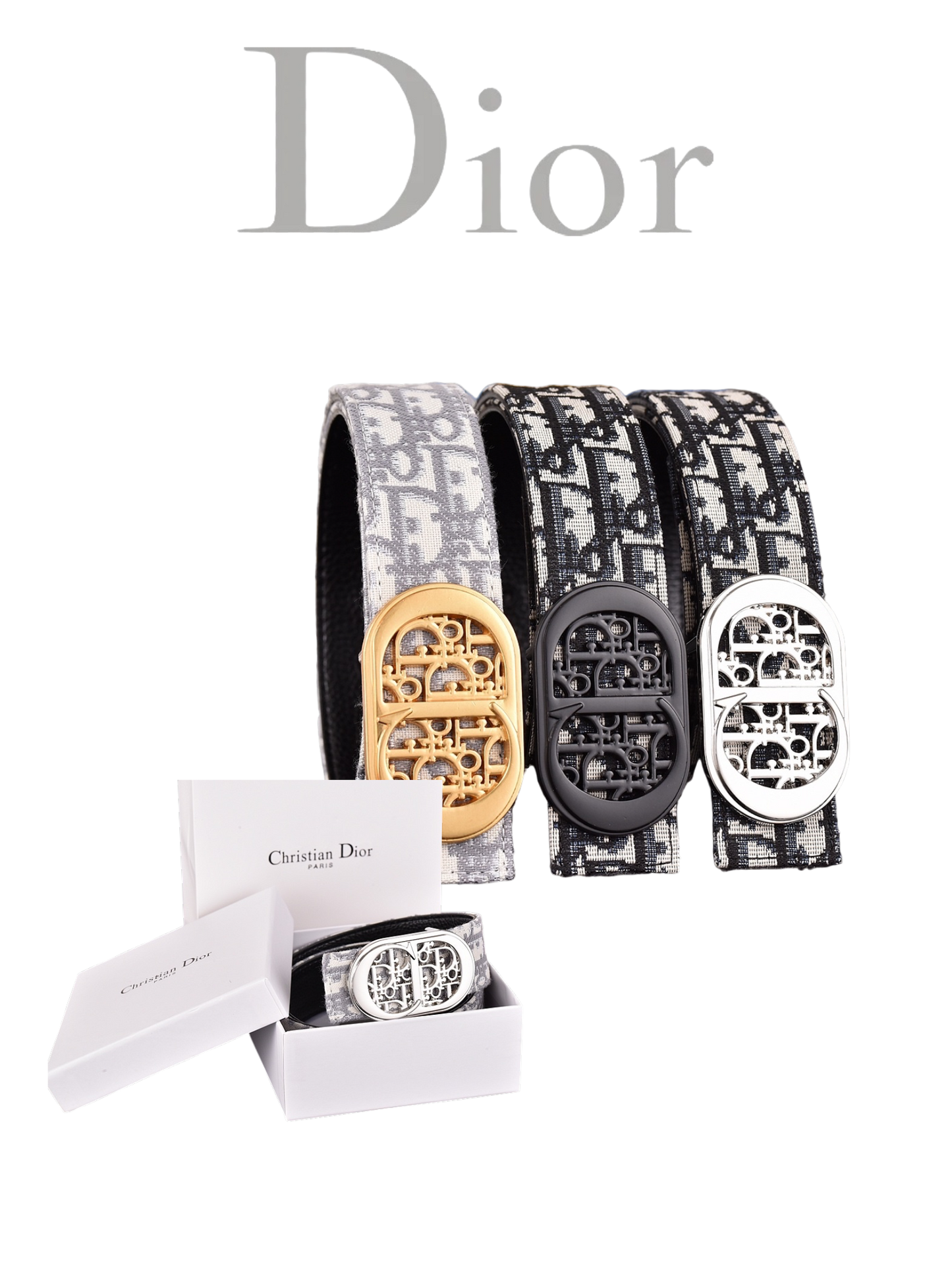 DIOR OBLIQUE CD RETRO BUCKLE BELT – FULL SET – 1:1 HIGH END
