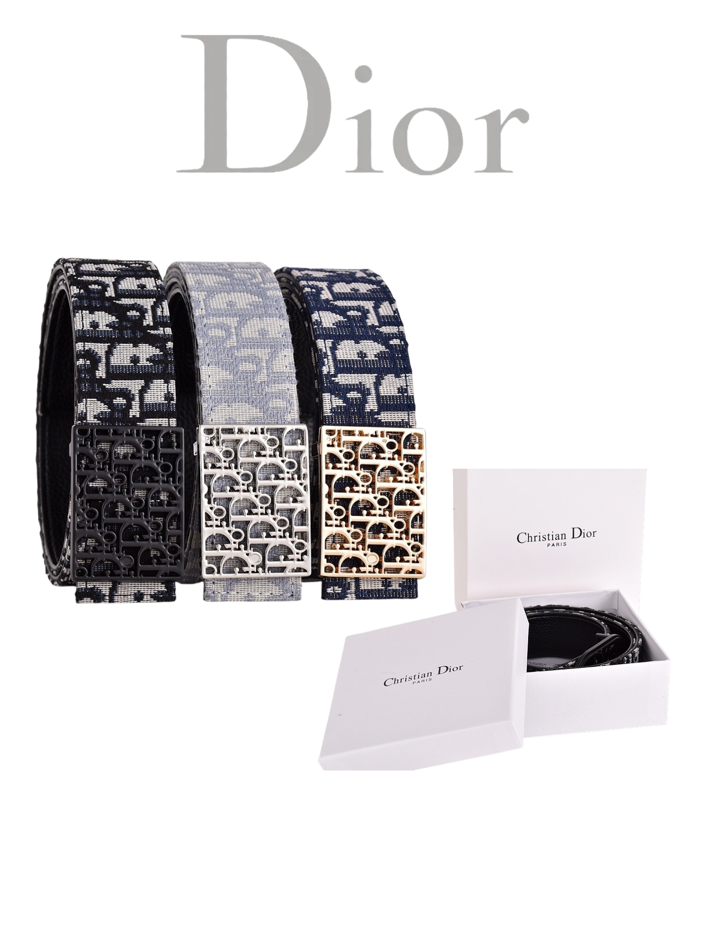 DIOR OBLIQUE CD JACQUARD RETRO BUCKLE BELT-FULL SET – 1:1 HIGH END