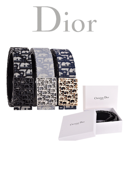 DIOR OBLIQUE CD JACQUARD RETRO BUCKLE BELT-FULL SET – 1:1 HIGH END