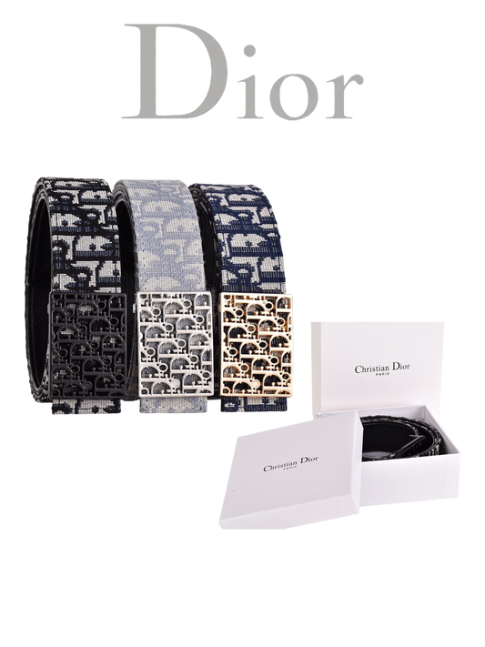 DIOR OBLIQUE CD JACQUARD RETRO BUCKLE BELT - FULL SET - 1:1 HIGH END
