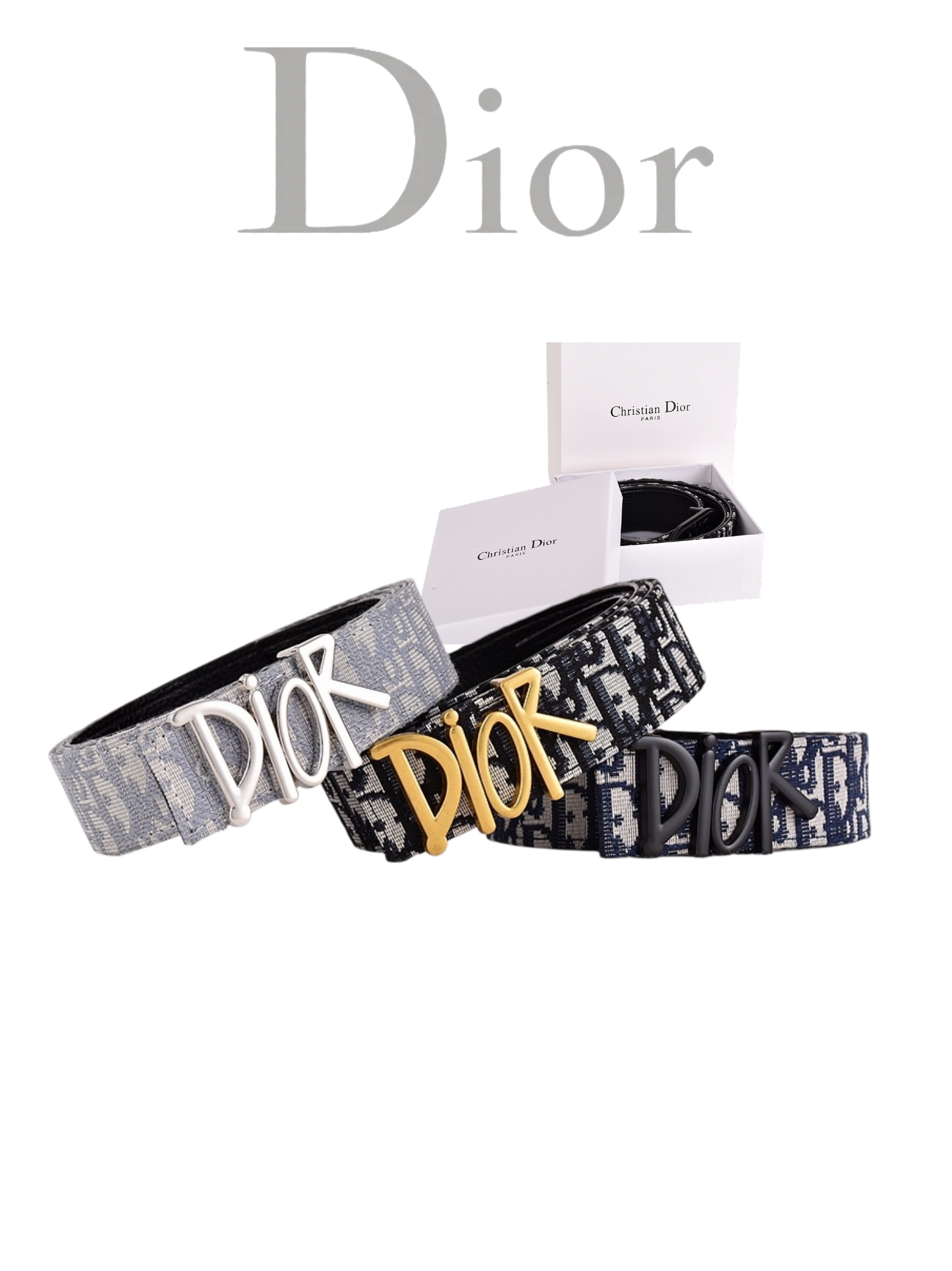 DIOR OBLIQUE DIOR LETTER RETRO BUCKLE BELT – FULL SET – 1:1 HIGH END