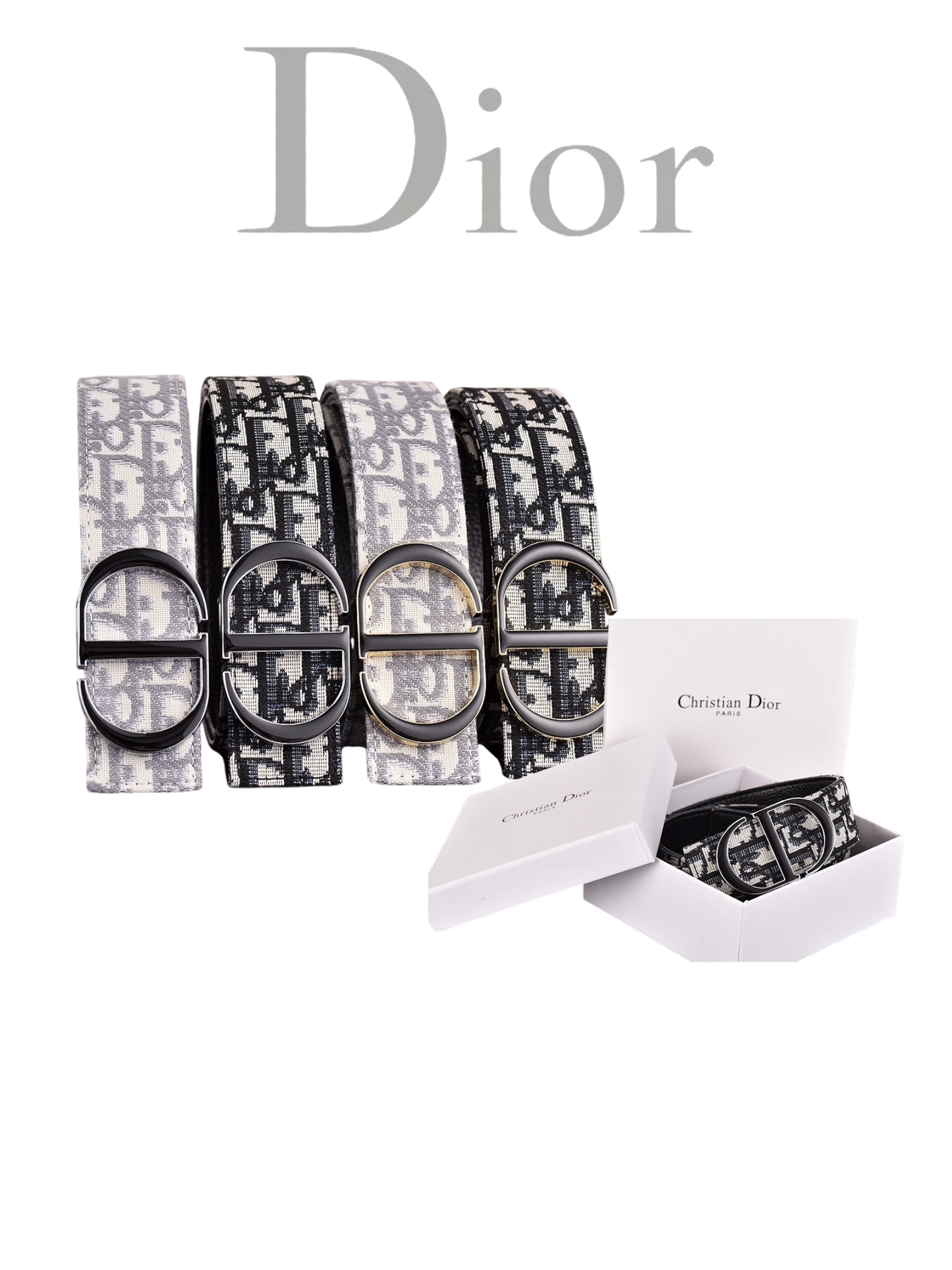 DIOR OBLIQUE CD OVAL RETRO BUCKLE BELT – FULL SET – 1:1 HIGH END