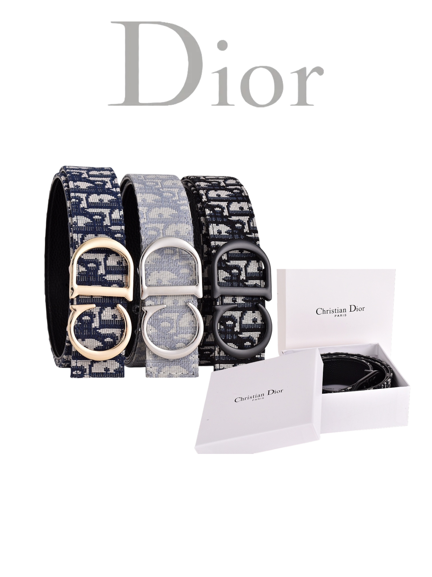 DIOR OBLIQUE CD CD-ICON BUCKLE BELT – FULL SET – 1:1 HIGH END
