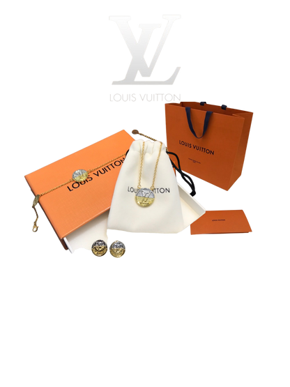 LOUIS VUITTON L TO V TWOTONE EARRINGS/NECKLACE  – Full Set  - 1:1 HIGH END