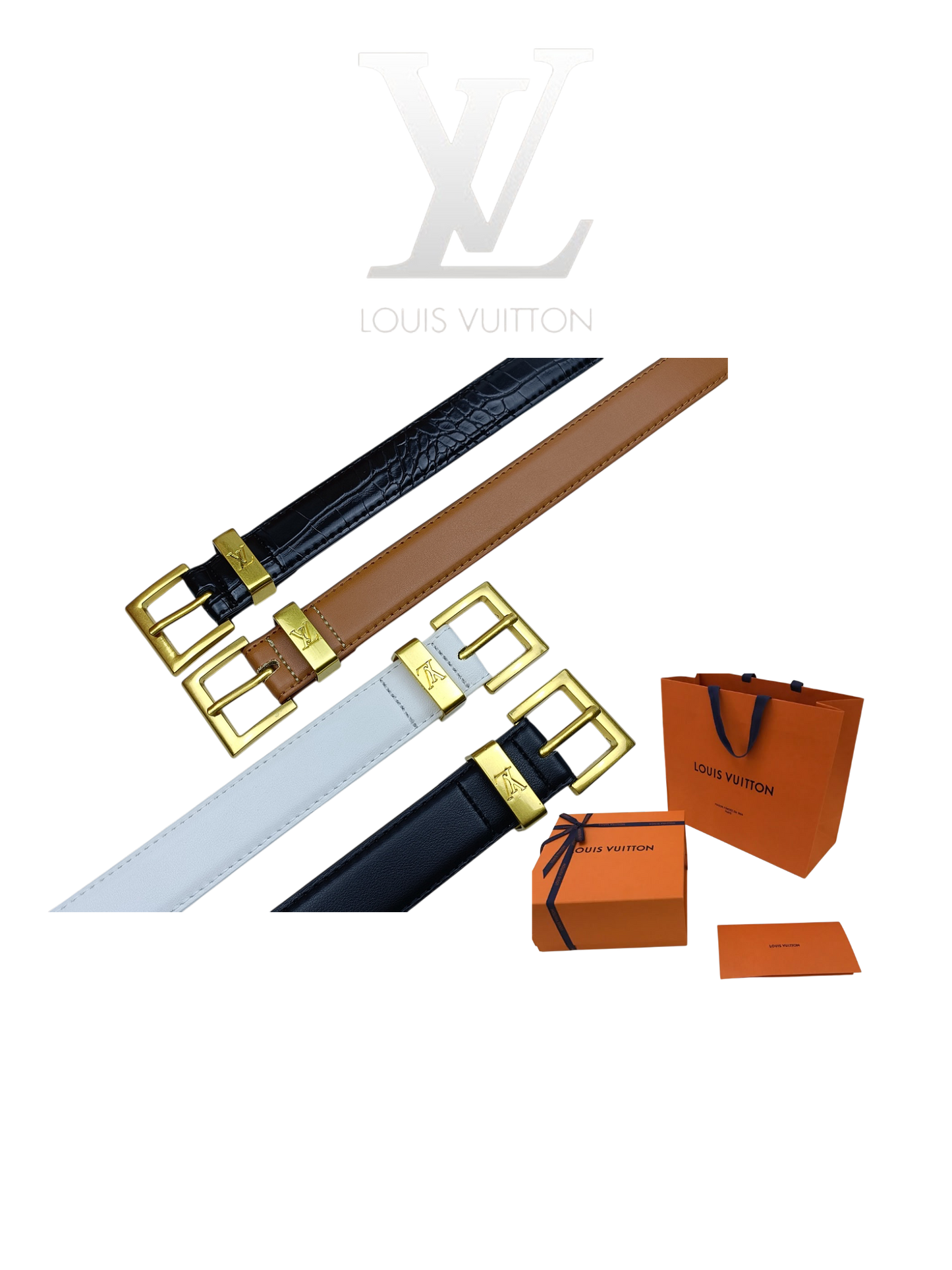 LOUIS VUITTON EPI LEATHER AND CROCODILE RETRO PIN BUCKLE BELT – FULL SET – 1:1 HIGH END