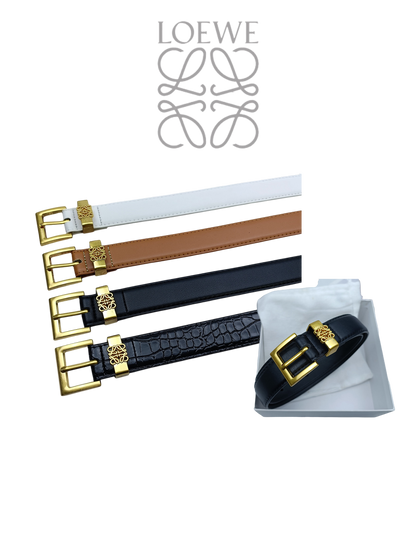 LOEWE ANAGRAM RETRO PIN BUCKLE LEATHER BELT – FULL SET – 1:1 HIGH END
