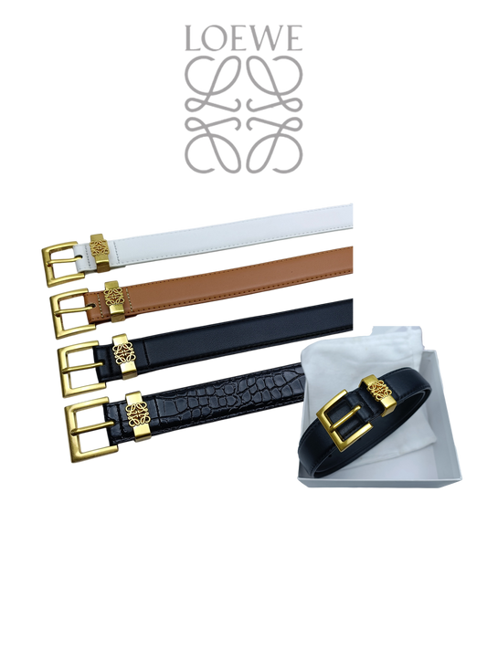 LOEWE ANAGRAM RETRO PIN BUCKLE LEATHER BELT – FULL SET – 1:1 HIGH END