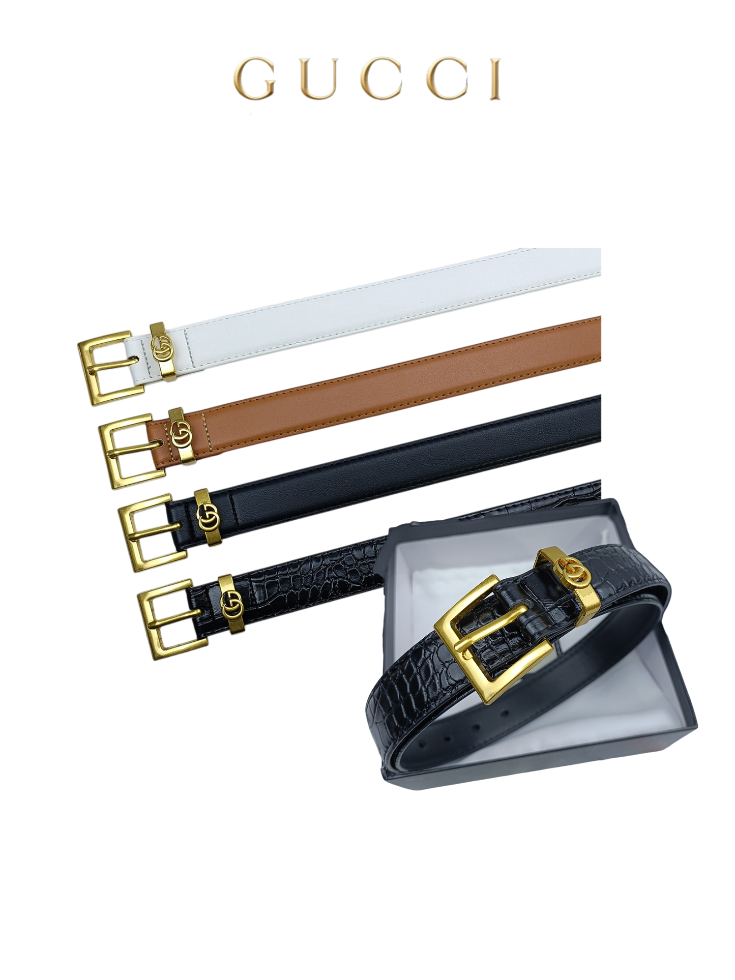 GUCCI GG DOUBLE G RETRO PIN BUCKLE LEATHER BELT – FULL SET – 1:1 HIGH END