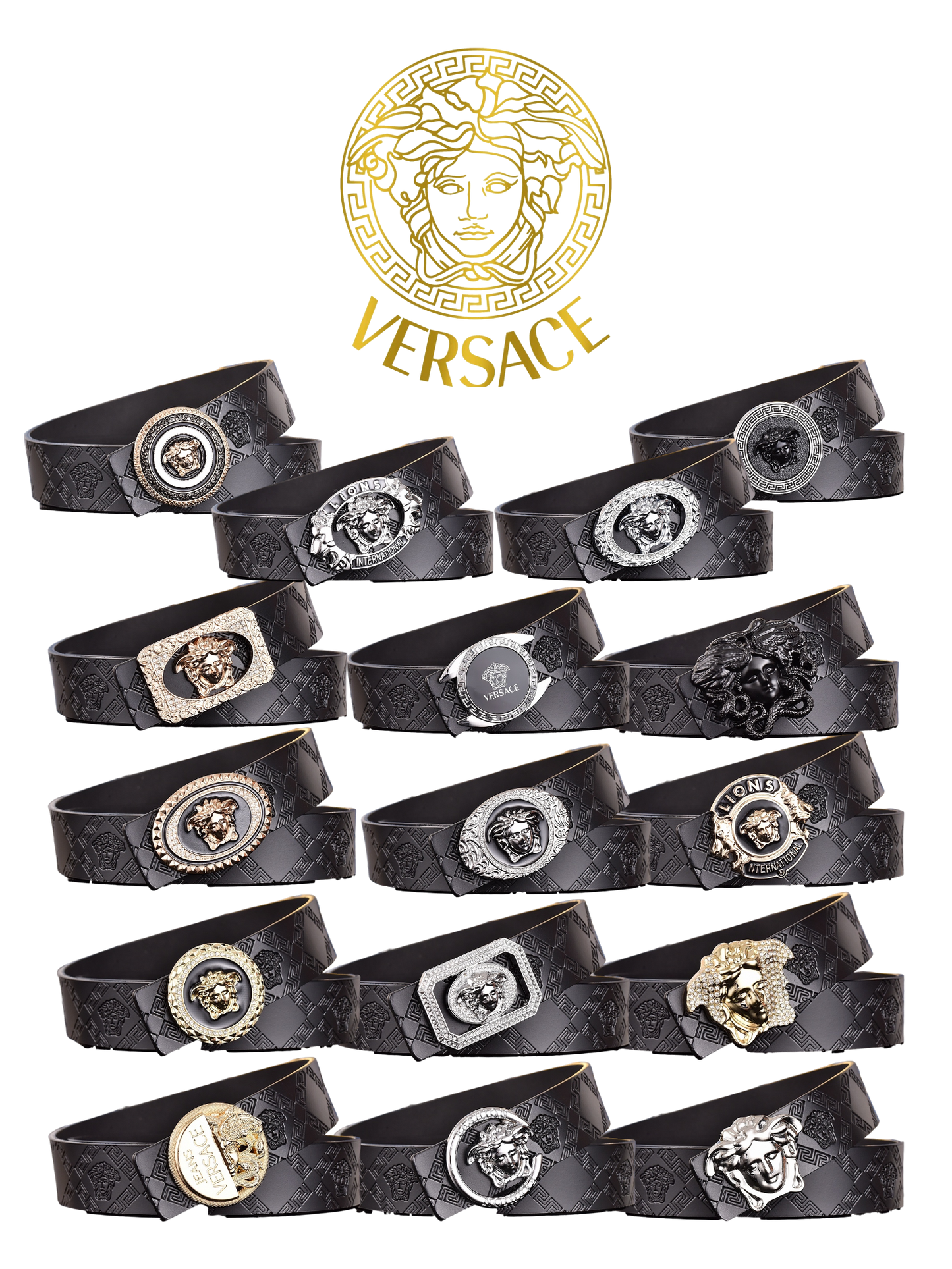 VERSACE MEDUSA AND RETRO EMBOSSED LEATHER BELT COLLECTION – 1:1 HIGH END