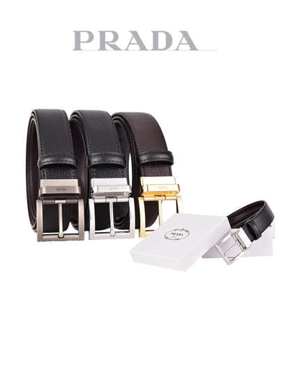PRADA BUSINESS RETRO PIN BUCKLE LEATHER BELT COLLECTION – FULL SET – 1:1 HIGH END