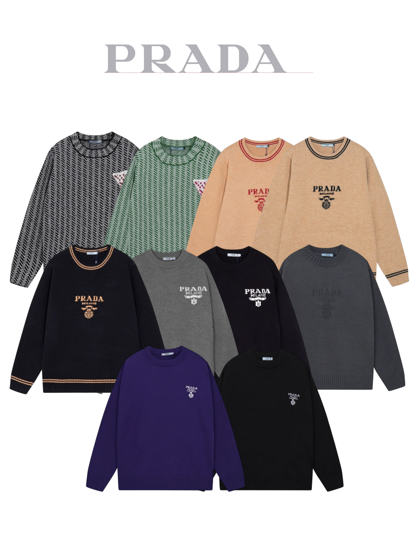 PRADA TRIANGLE LOGO KNIT SWEATER – MULTIPLE DESIGNS – 1:1 HIGH END