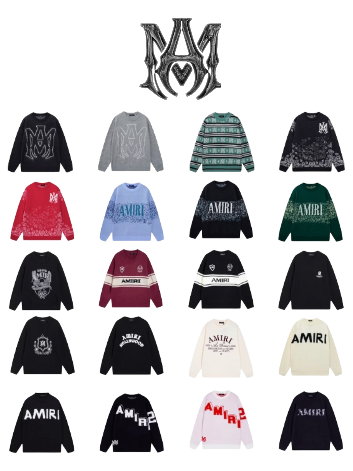 AMIRI LOGO JACQUARD KNIT SWEATER – MULTIPLE DESIGNS – 1:1 HIGH END