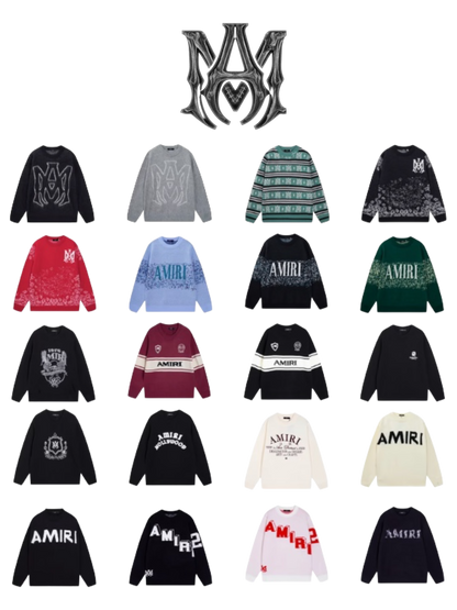 AMIRI LOGO JACQUARD KNIT SWEATER – MULTIPLE DESIGNS – 1:1 HIGH END