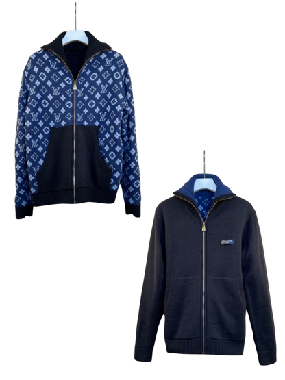LOUIS VUITTON 26FW REVERSIBLE MONOGRAM KNIT ZIP CARDIGAN – 1:1 HIGH END
